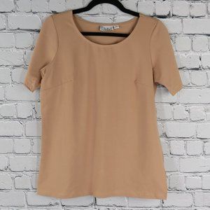 Women's Short Sleeve Scoop Neck Top - Cocoa